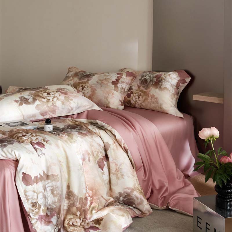 Flower Tencel Digital Printed Four-piece Bedding Set