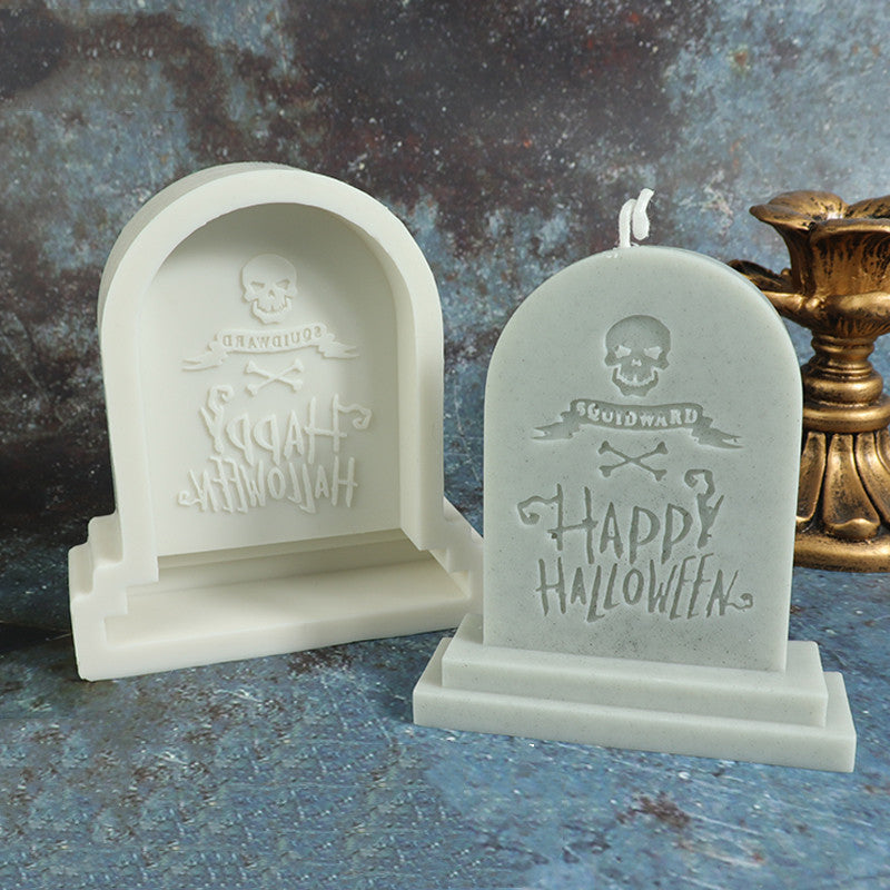 Halloween Tombstone Shape Aroma Plaster Flip Sugar Silicone Mold