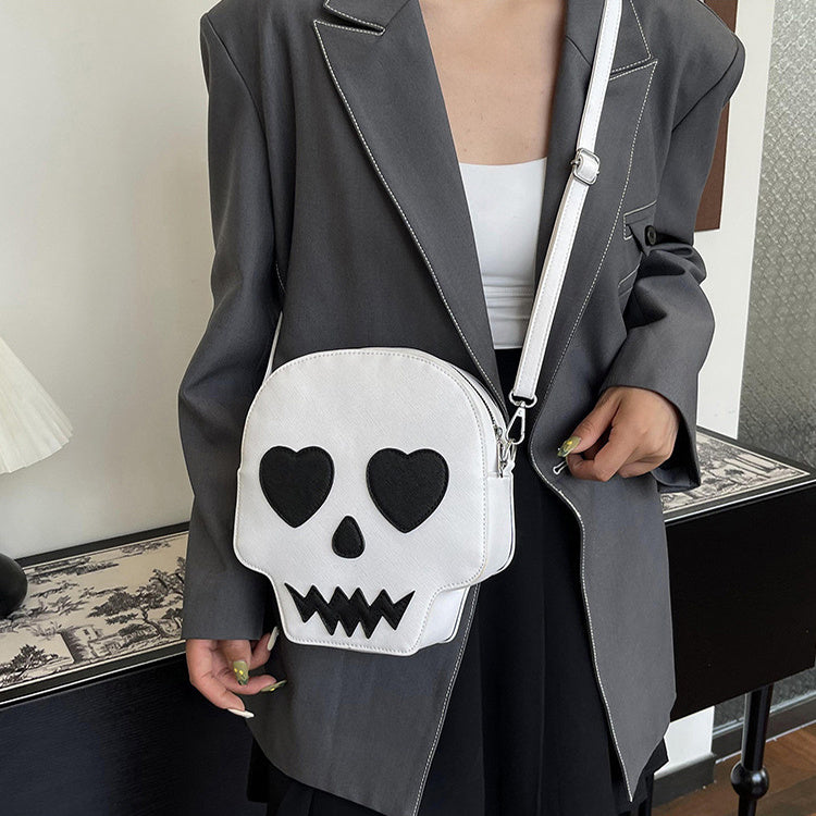 Cute Halloween Skull Small Shoulder Bags With Love Eyes Fashion Personality Crossbody Bag For Girls Women