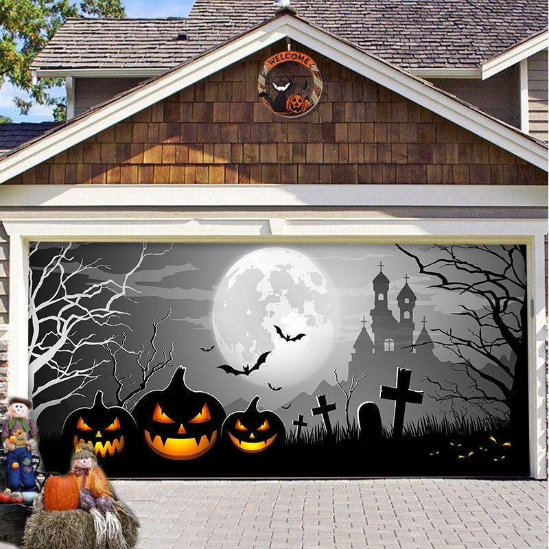 Halloween Garage Background Decoration Hanging Cloth