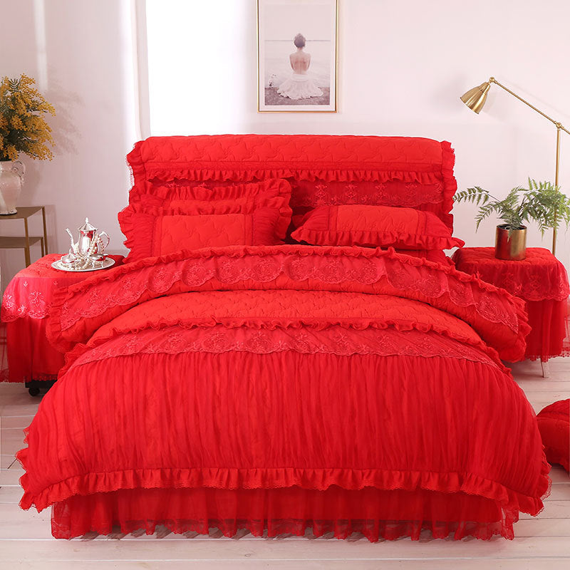 Conjunto de cuatro piezas de ropa de cama de encaje estilo princesa coreana Xuan Yu