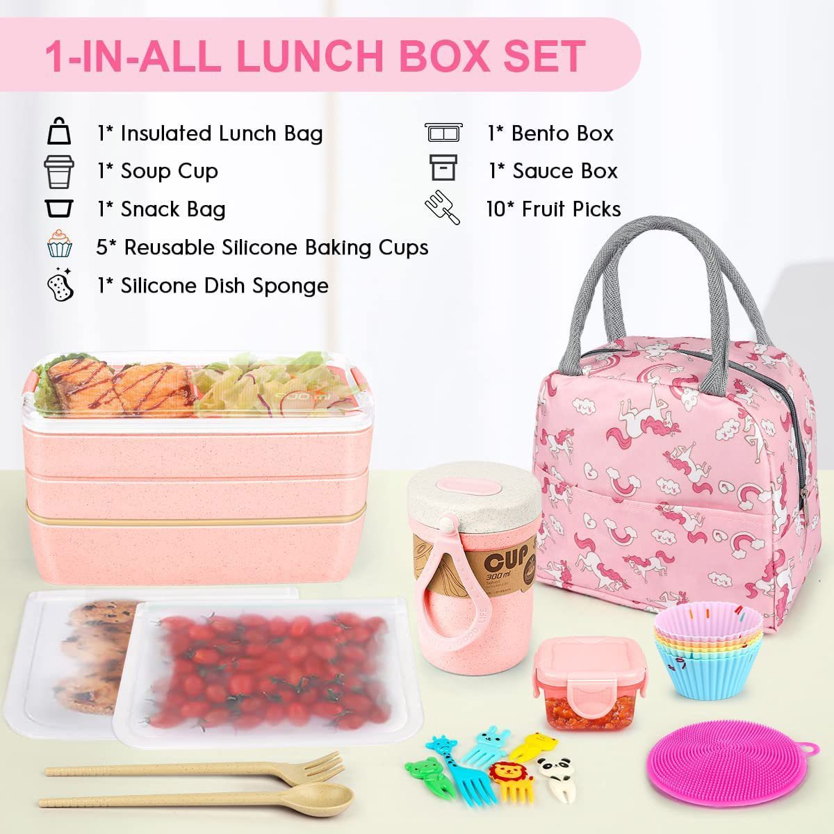 27-piece Lunch Box Lunch Box Suit Thermal Bag Breakfast Cup Snack Bag Japanese Lunch Box Suit