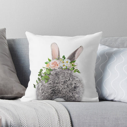 Easter Cartoon Rabbit Print Pillow Cover