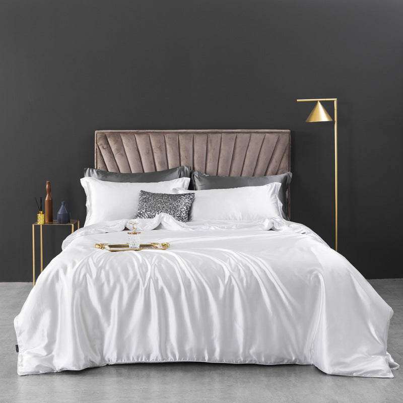 European-style Washed Silk Four-piece Set Can Not Afford The Ball Silky Nude Sleep Solid Color Summer Bedding