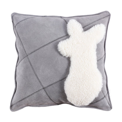 Almohada de lana y piel de vaca con forma de perro de dibujos animados