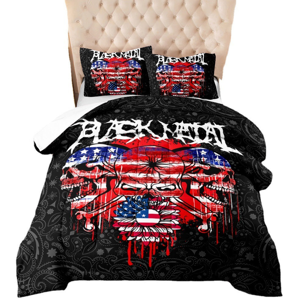 Halloween Horror Skull Quilt European And American Bedding Feather Cotton Digital Printing