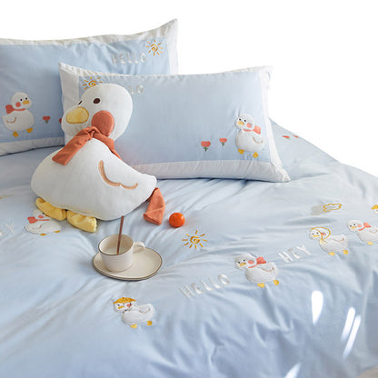 Housse de couette en pur coton pour fille avec motif cœur