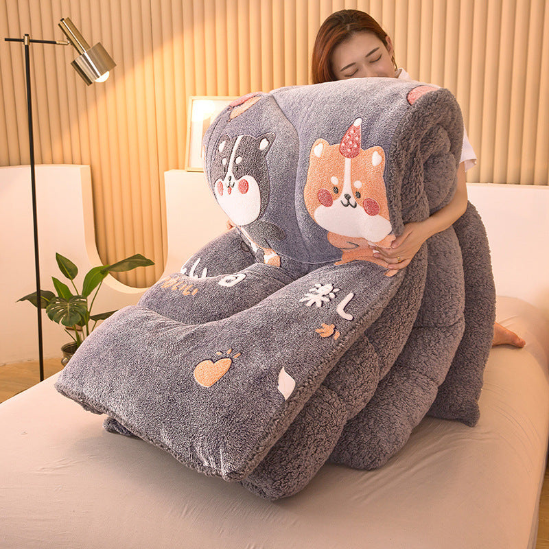 Winter Double-sided Fleece Thickened Warm Lamb Fleece Quilt