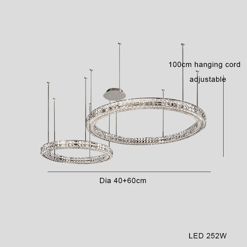 Lámpara de araña de cristal de estilo lujoso y moderno con luces LED simples