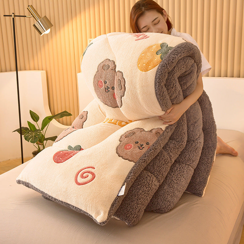 Winter Double-sided Fleece Thickened Warm Lamb Fleece Quilt