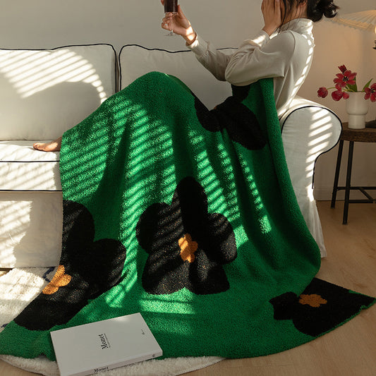 Sunflower Class A Fleece Knitted Blanket Sofa With Half Hem