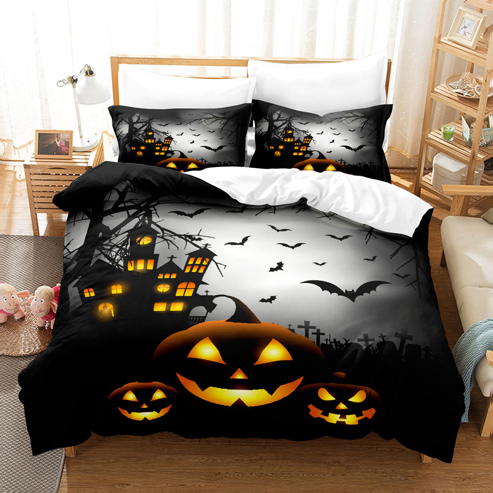 Juego de sábanas de tres piezas para ropa de cama navideña de la serie Halloween