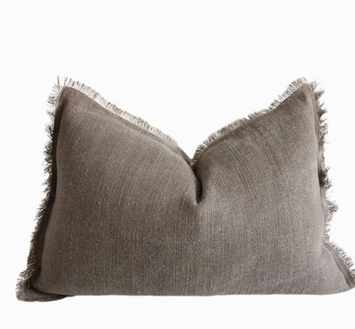 Summer Raw Edge Cotton And Linen Sofa Bed Decorative Cushion Square Waist Pillow