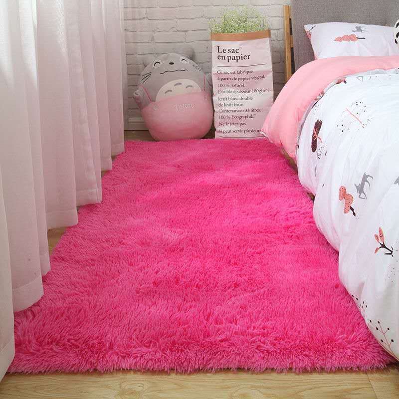 Alfombra de lana de seda para dormitorio, bonita habitación, mesita de noche