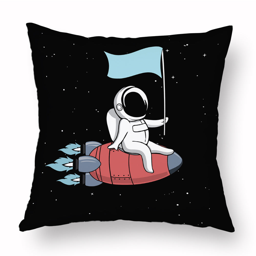 Taie d'oreiller courte en peluche représentant un astronaute de dessin animé