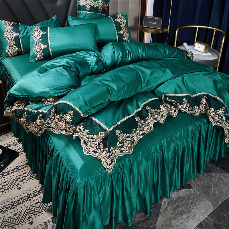 Four-piece Double-sided Ice Silk Bed Skirt For Household Use