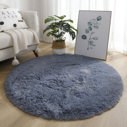 Tie Dye Silk Carpet Long Hair Round Bedroom Thickened Floor Mat