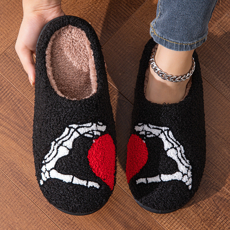 Chaussons en coton épais Love Black Hand Home