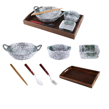 Cutlery Set Stoneware Breakfast Bowl Bibimbap Bowl Binaural Soup Bowl