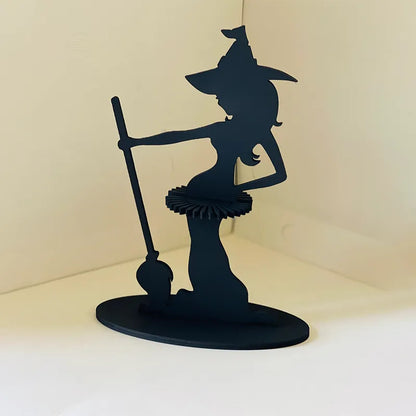 Servilletero de madera con forma de bruja para Halloween, decoración para cocina y restaurante