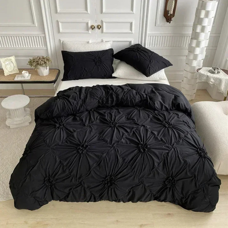 Plain 3D Three-dimensional Pull Flower Twisted Design Beddings Quilt Cover Pillowcase