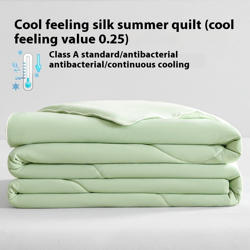 Manta de verano de seda fresca de color puro, funda ventilable, edredón de verano de seda helada para cama individual o doble, edredón fino lavable a máquina