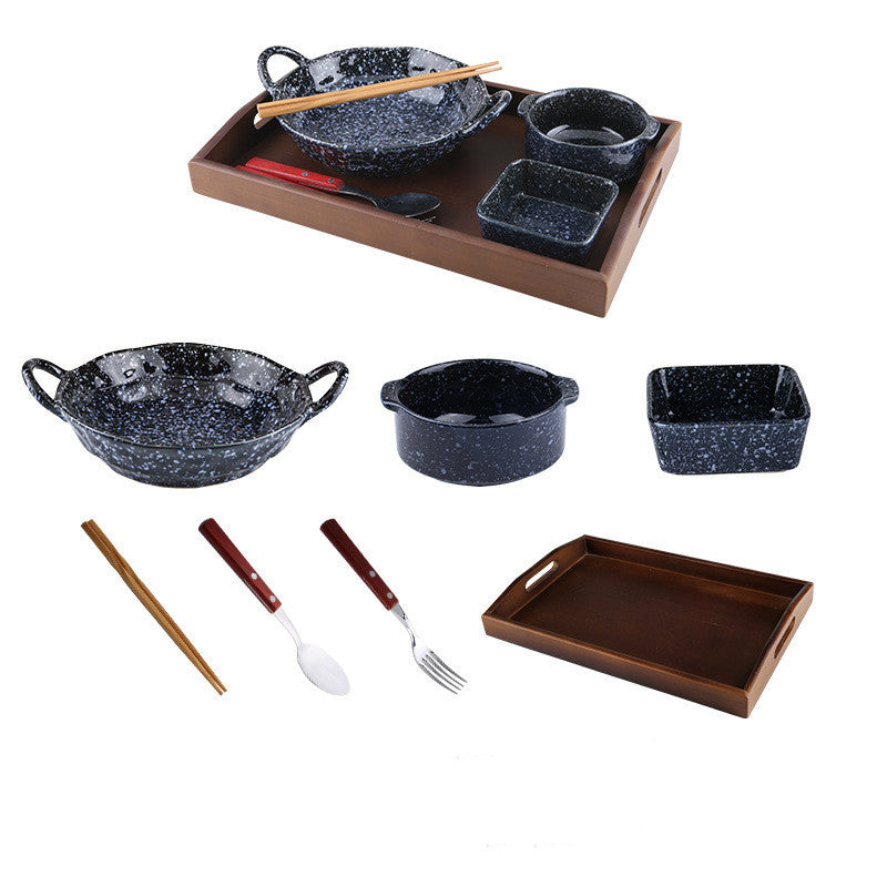 Cutlery Set Stoneware Breakfast Bowl Bibimbap Bowl Binaural Soup Bowl