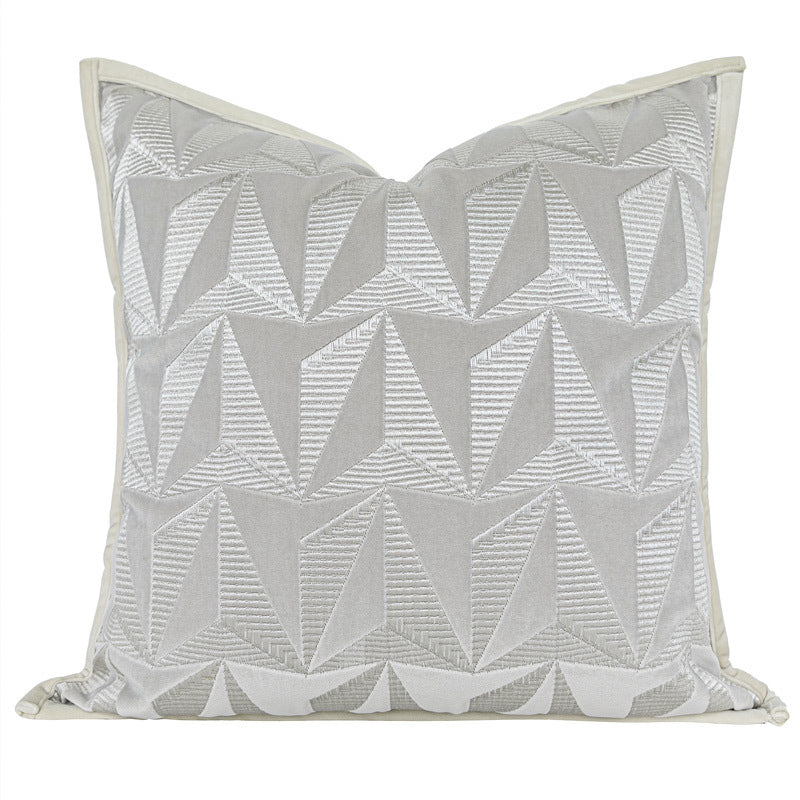 Soft Suede Embroidered Conical Geometric Pillow Cover