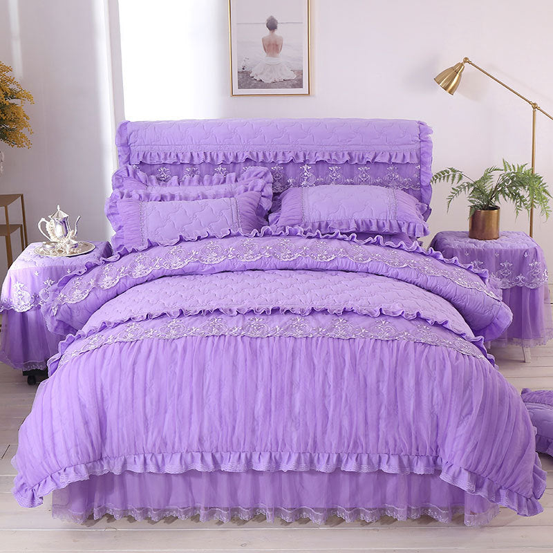 Conjunto de cuatro piezas de ropa de cama de encaje estilo princesa coreana Xuan Yu