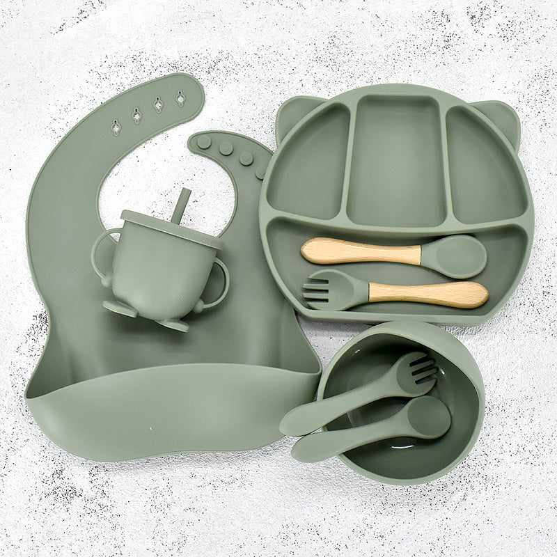 Ensemble de vaisselle pour nourrissons Assiette à dîner en silicone à grille divisée