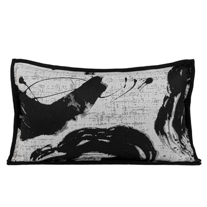 Coussin noir et blanc à motif de trait d'encre