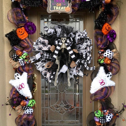 Halloween Witch Hat Skull Mesh Garland Door Ornaments