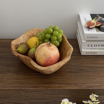 Cuenco creativo de madera maciza natural de gran capacidad para aperitivos y frutas