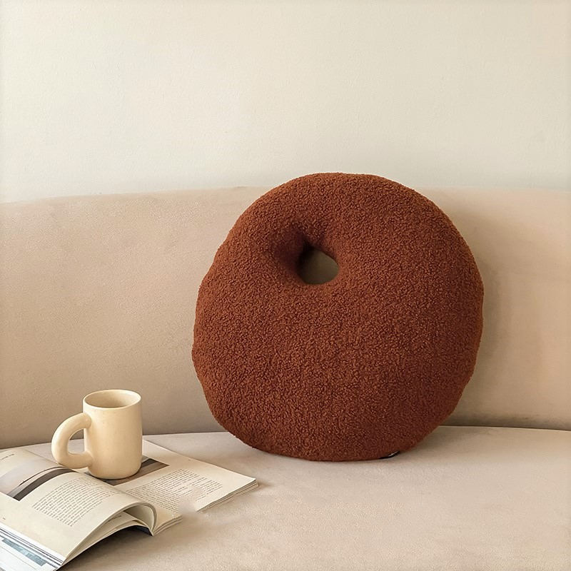 Simple Teddy Fleece Wool Roll Decorative Pillow Sofa Cushion