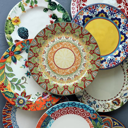 Grande assiette occidentale en céramique colorée sous glaçure