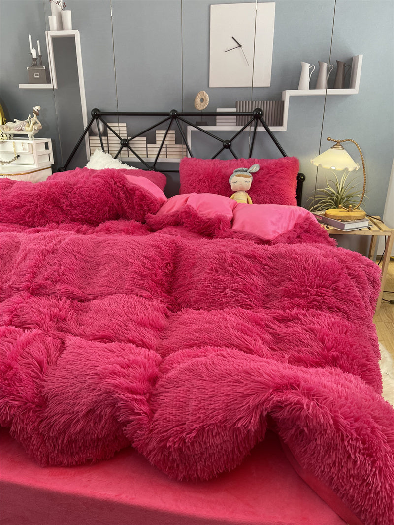 Winter Thickened Mink Velvet Bed Four Piece Set