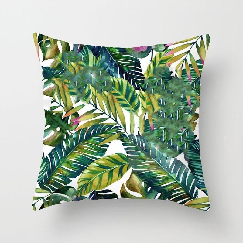 Housse de coussin de la série de plantes tropicales fraîches et à la mode