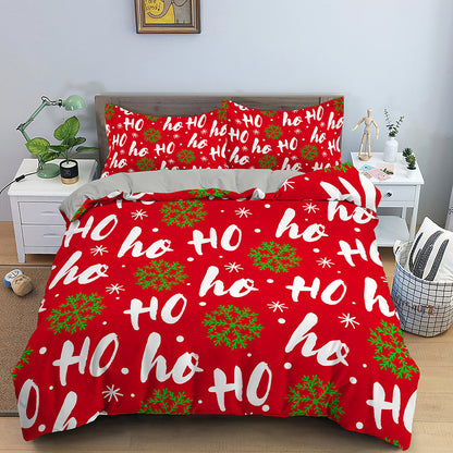 Couvre-lit trois pièces à impression numérique avec motif Père Noël rouge