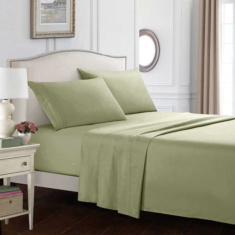 Four-piece Set Embroidered Solid Color Bed Goods