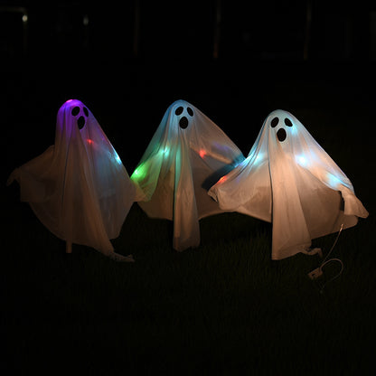 Halloween Skull Ghost Ornament Horror Outdoor Glowing Ghost Stake For Home Bar Haunted House Decoration