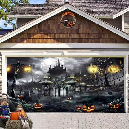 Halloween Garage Background Decoration Hanging Cloth