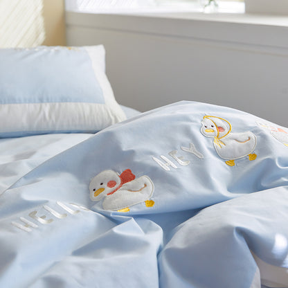 Housse de couette en pur coton pour fille avec motif cœur