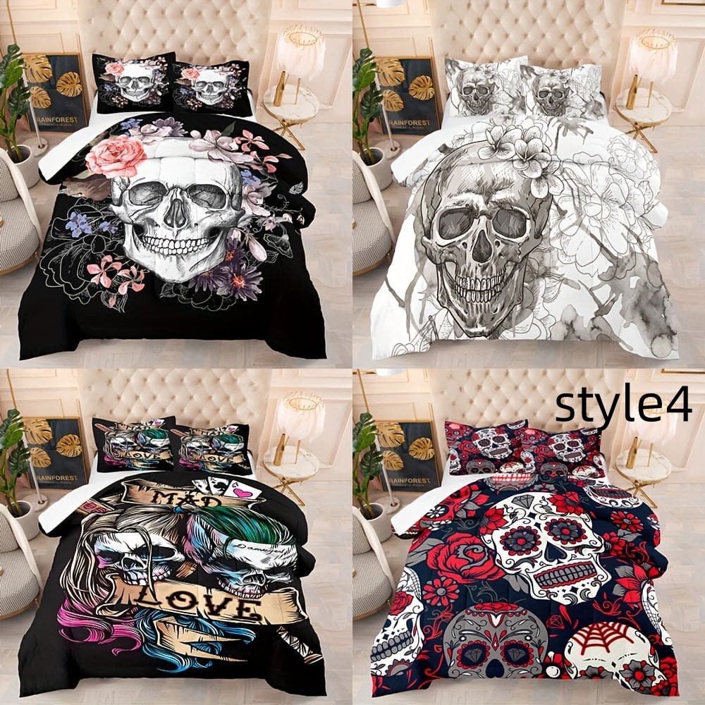 Digital Printed Bed Sheet Pillowcase Three-piece Set