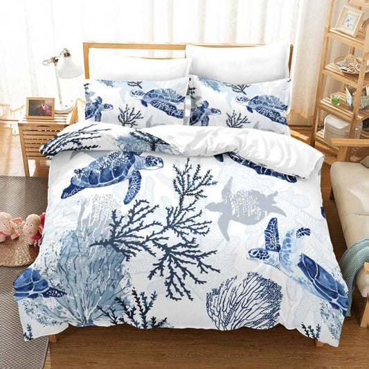 Home Textile Retro Sea Turtle Three Or Four Piece Duvet Cover