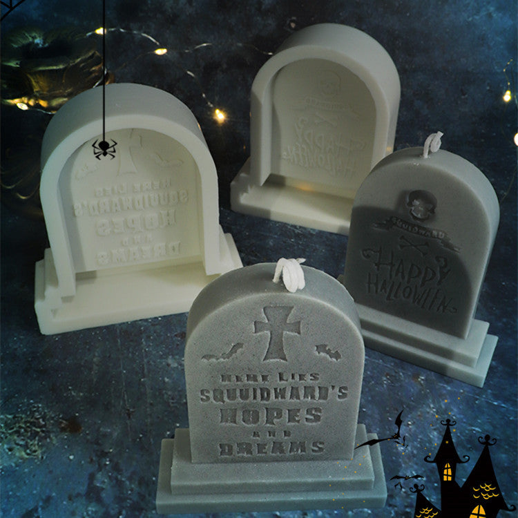 Halloween Tombstone Shape Aroma Plaster Flip Sugar Silicone Mold