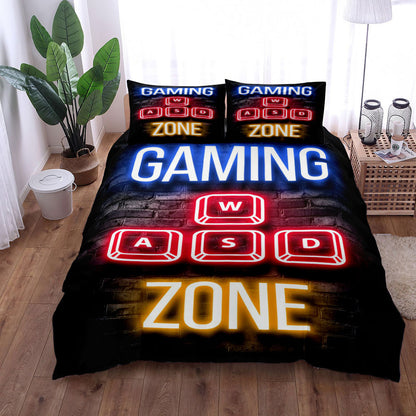 Juego de cama de tres piezas con estampado Gamepad 2023, funda de almohada y sábana