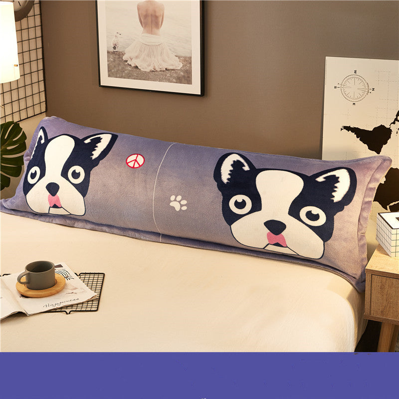 Almohada para amantes de la lana de coral, extragrande, de invierno, con dibujos animados, para cama de 1,5 m