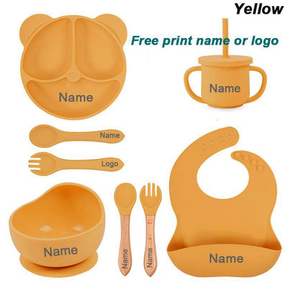 Baby Cutlery Baby Silicone Suction Cups Dining Plates Customized Name