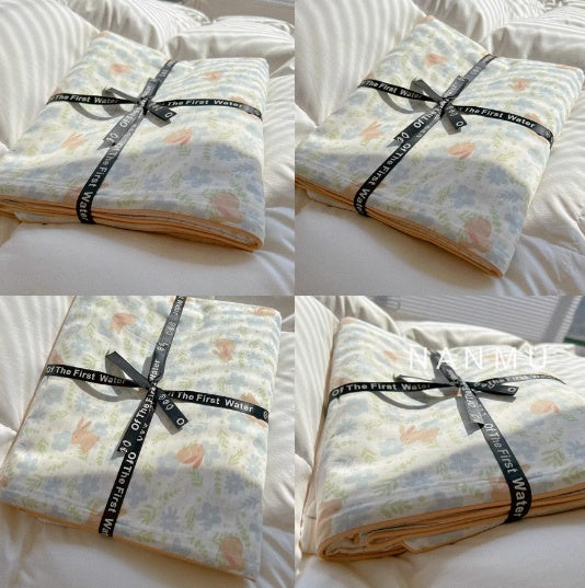 One Turnover Basket Happy Warm Pastoral Style Pure Cotton Four-piece Set Cute Bunny Dormitory