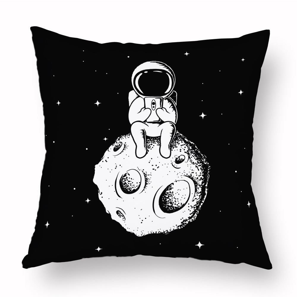 Taie d'oreiller courte en peluche représentant un astronaute de dessin animé